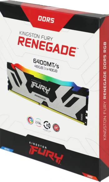 Память DDR5 48GB 6400MHz Kingston KF564C32RSA-48 Fury Renegade XMP RGB RTL Gaming PC5-51200 CL32 DIMM 288-pin 1.4В dual rank с радиатором Ret Память DDR5 48GB 6400MHz Kingston KF564C32RSA-48 Fury Renegade XMP RGB RTL Gaming PC5-51200 CL32 DIMM 288-pin 1.4В dual rank с радиатором Ret