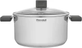 Кастрюля Rondell Quadro RDS-1597 5.1л. d=24см (с крышкой) стальной Кастрюля Rondell Quadro RDS-1597 5.1л. d=24см (с крышкой) стальной