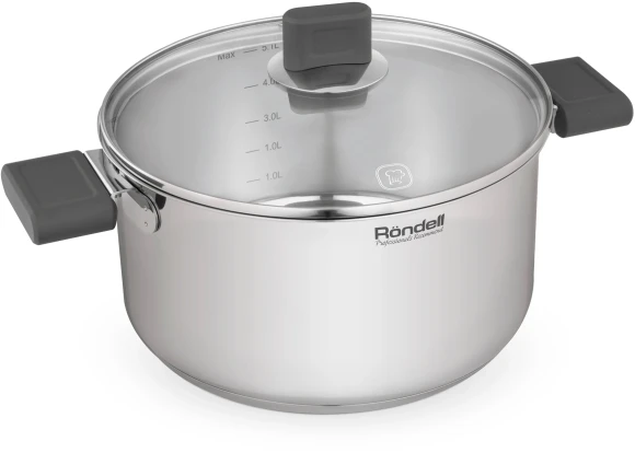 Кастрюля Rondell Quadro RDS-1597 5.1л. d=24см (с крышкой) стальной