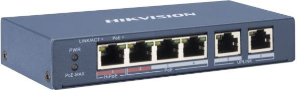 Коммутатор Hikvision DS-3E0106P-E/M(B) 6x100Мбит/с 4PoE+ 35W неуправляемый