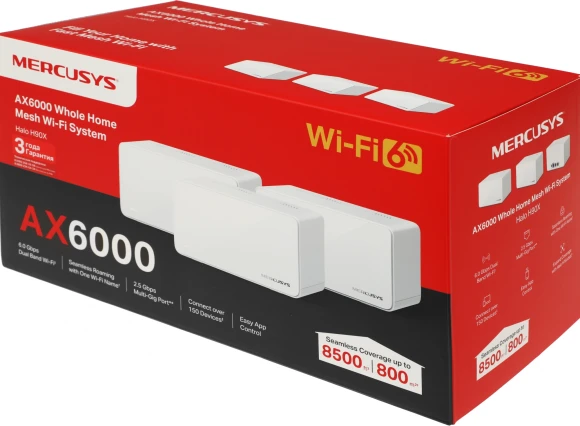 Бесшовный Mesh роутер Mercusys Halo H90X(3-pack) AX6000 10/100/1000BASE-TX белый (упак.:3шт) Бесшовный Mesh роутер Mercusys Halo H90X(3-pack) AX6000 10/100/1000BASE-TX белый (упак.:3шт)