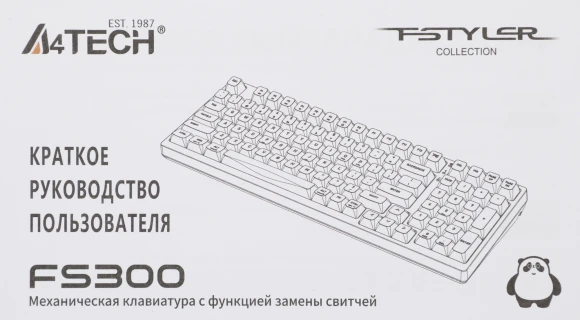 Клавиатура A4Tech Fstyler FS300 механическая белый USB for gamer LED (FS300 PANDA SNORKLENING) Клавиатура A4Tech Fstyler FS300 механическая белый USB for gamer LED (FS300 PANDA SNORKLENING)