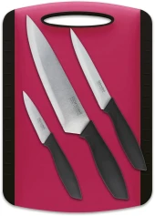 Набор ножей кухон. Rondell Sorge RD-1976 компл.:4предм. разд.дос. красный/черный блистер Набор ножей кухон. Rondell Sorge RD-1976 компл.:4предм. разд.дос. красный/черный блистер