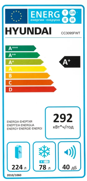 Холодильник Hyundai CC3095FWT 2-хкамерн. белый