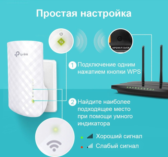 Повторитель беспроводного сигнала TP-Link RE220 AC750 10/100BASE-TX белый Повторитель беспроводного сигнала TP-Link RE220 AC750 10/100BASE-TX белый