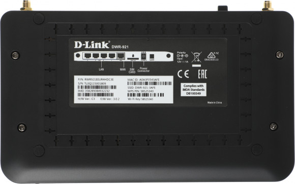 Роутер беспроводной D-Link DWR-921 N300 10/100/1000BASE-TX черный Роутер беспроводной D-Link DWR-921 N300 10/100/1000BASE-TX черный