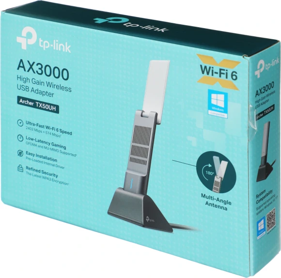 Сетевой адаптер Wi-Fi TP-Link Archer TX50UH AX3000 USB 3.0 (ант.внутр.) 2ант.