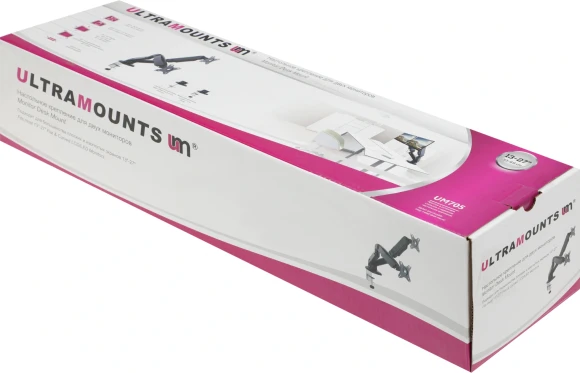 Кронштейн для мониторов Ultramounts UM705 черный 13"-27" макс.13кг настольный поворот и наклон верт.перемещ. Кронштейн для мониторов Ultramounts UM705 черный 13"-27" макс.13кг настольный поворот и наклон верт.перемещ.
