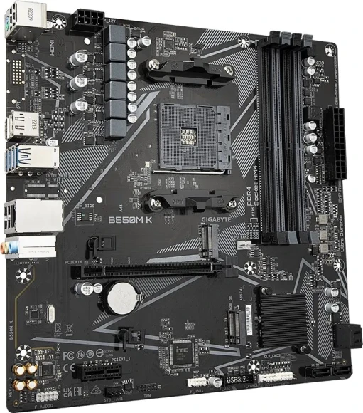 Материнская плата Gigabyte B550M K Soc-AM4 AMD B550 4xDDR4 mATX AC`97 8ch(7.1) GbLAN RAID+HDMI+DP Материнская плата Gigabyte B550M K Soc-AM4 AMD B550 4xDDR4 mATX AC`97 8ch(7.1) GbLAN RAID+HDMI+DP