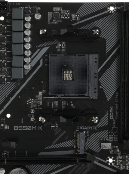 Материнская плата Gigabyte B550M K Soc-AM4 AMD B550 4xDDR4 mATX AC`97 8ch(7.1) GbLAN RAID+HDMI+DP Материнская плата Gigabyte B550M K Soc-AM4 AMD B550 4xDDR4 mATX AC`97 8ch(7.1) GbLAN RAID+HDMI+DP