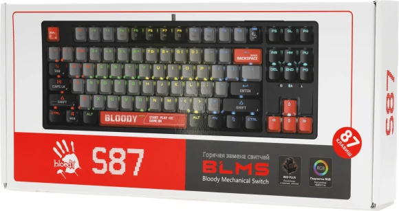 Клавиатура A4Tech Bloody S87 Energy механическая черный USB for gamer LED (S87 USB ENERGY RED) кабель 1.8м