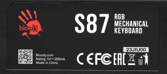 Клавиатура A4Tech Bloody S87 Energy механическая черный USB for gamer LED (S87 USB ENERGY RED) кабель 1.8м