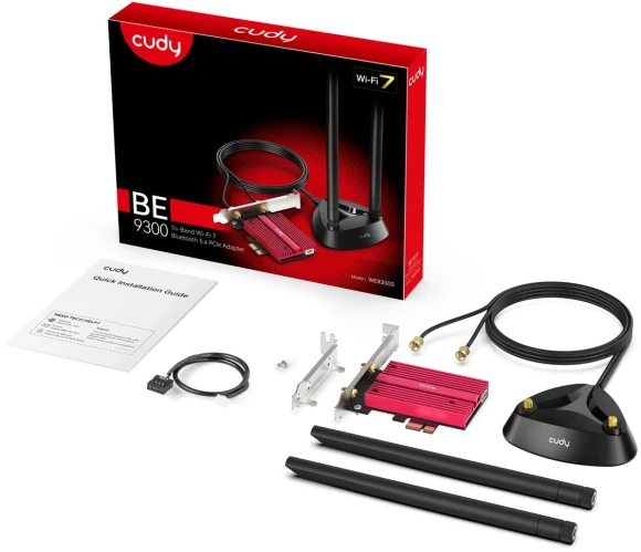 Сетевая карта Wi-Fi + Bluetooth Cudy WE9300S BE9300 PCI Express x1 (ант.внеш.съем) 2ант.