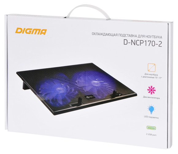 Подставка для ноутбука Digma D-NCP170-2 17"390x270x27мм 20дБ 2xUSB 2x 150ммFAN 600г черный Подставка для ноутбука Digma D-NCP170-2 17"390x270x27мм 20дБ 2xUSB 2x 150ммFAN 600г черный