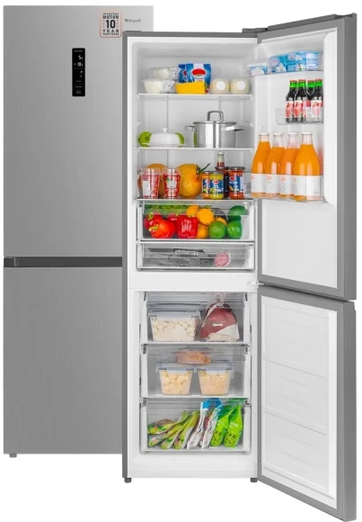 Холодильник Weissgauff WRK 185 Total NoFrost Inverter Inox 2-хкамерн. нержавеющая сталь инвертер