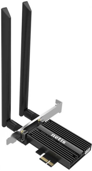 Сетевой адаптер Wi-Fi + Bluetooth Netis F1 AX3000 PCI Express (ант.внеш.съем) 2ант. Сетевой адаптер Wi-Fi + Bluetooth Netis F1 AX3000 PCI Express (ант.внеш.съем) 2ант.