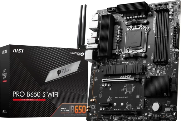 Материнская плата MSI PRO B650-S WIFI Socket AM5 AMD B650 4xDDR5 ATX AC`97 8ch(7.1) 2.5Gg RAID+HDMI+DP Материнская плата MSI PRO B650-S WIFI Socket AM5 AMD B650 4xDDR5 ATX AC`97 8ch(7.1) 2.5Gg RAID+HDMI+DP