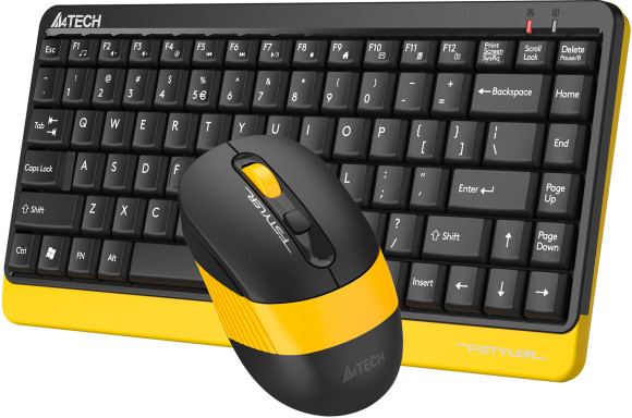 Клавиатура + мышь A4Tech Fstyler FG1110 клав:черный/желтый мышь:черный/желтый USB беспроводная Multimedia (FG1110 BUMBLEBEE) Клавиатура + мышь A4Tech Fstyler FG1110 клав:черный/желтый мышь:черный/желтый USB беспроводная Multimedia (FG1110 BUMBLEBEE)
