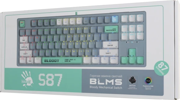 Клавиатура A4Tech Bloody S87 Energy механическая серый USB for gamer LED (S87 USB ENERGY ASH) кабель 1.8м Клавиатура A4Tech Bloody S87 Energy механическая серый USB for gamer LED (S87 USB ENERGY ASH) кабель 1.8м