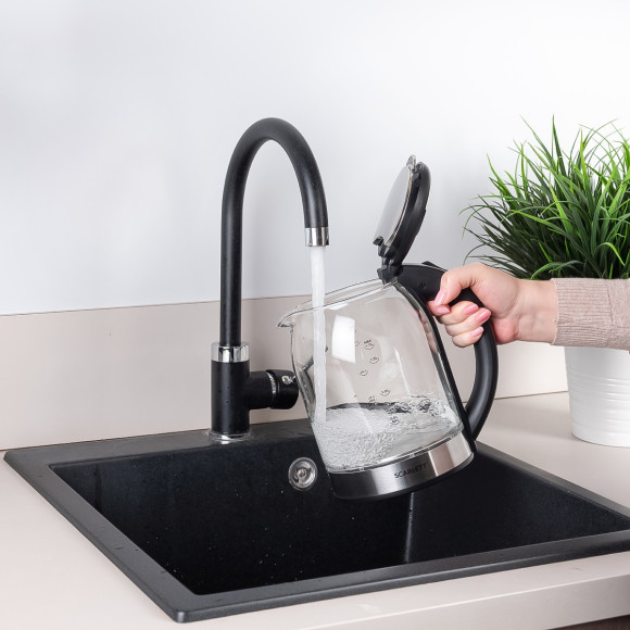 Чайник электрический Scarlett SC-EK27G10 1.7л. 1800Вт прозрачный/черный корпус: стекло/пластик