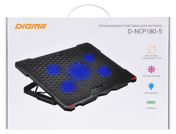 Подставка для ноутбука Digma D-NCP180-5 18"415x295x25мм 2xUSB 5x 79/150ммFAN 850г черный Подставка для ноутбука Digma D-NCP180-5 18"415x295x25мм 2xUSB 5x 79/150ммFAN 850г черный