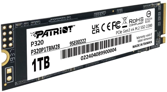 Накопитель SSD Patriot PCIe 3.0 x4 1TB P320P1TBM28 P320 M.2 2280 Накопитель SSD Patriot PCIe 3.0 x4 1TB P320P1TBM28 P320 M.2 2280