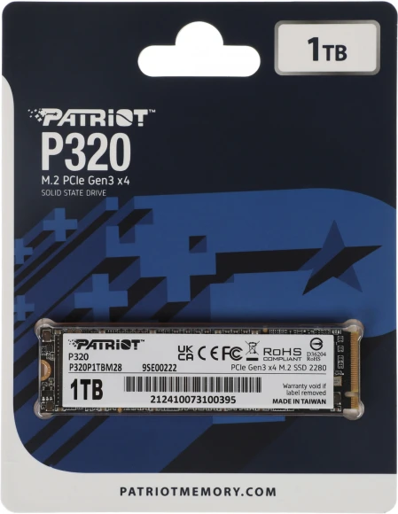 Накопитель SSD Patriot PCIe 3.0 x4 1TB P320P1TBM28 P320 M.2 2280 Накопитель SSD Patriot PCIe 3.0 x4 1TB P320P1TBM28 P320 M.2 2280