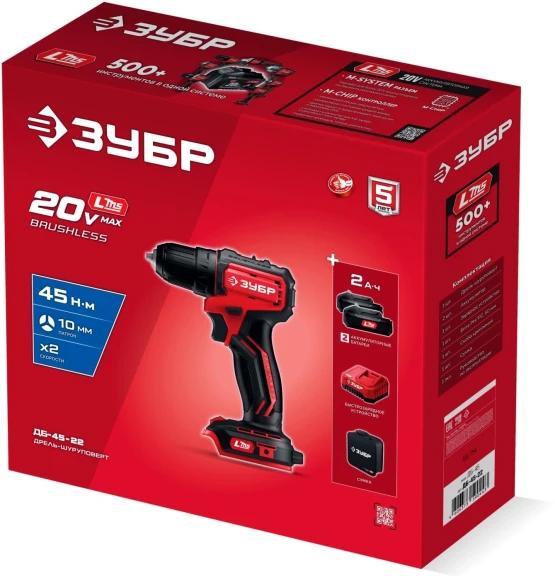 Дрель-шуруповерт Зубр ДБ-45-22 40Вт аккум. патрон:быстрозажимной Дрель-шуруповерт Зубр ДБ-45-22 40Вт аккум. патрон:быстрозажимной