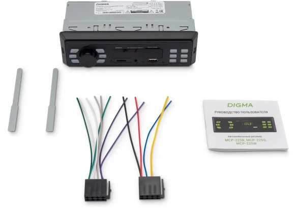 Автомагнитола Digma MCP-225W 1DIN 2x45Вт v5.0 AUX 2