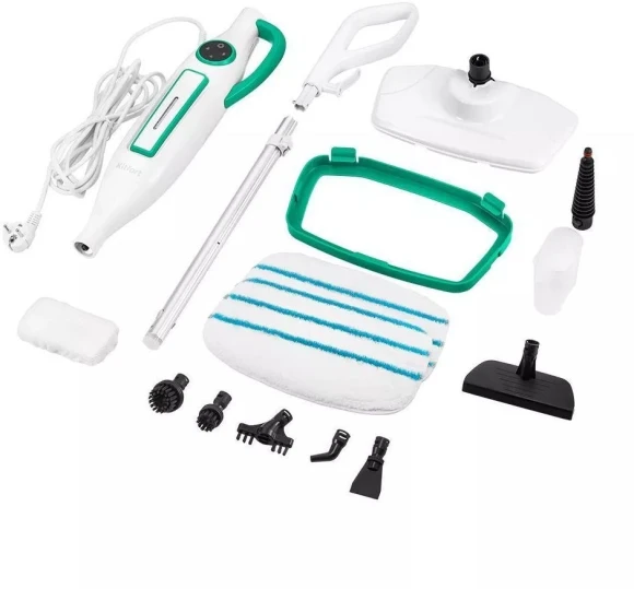 Швабра паровая Kitfort КТ-1098 1250Вт белый/зеленый