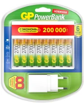 Аккумулятор + зарядное устройство GP PowerBank 270AAHC/CPBXL-2CR8 AA NiMH 2700mAh (8шт) блистер