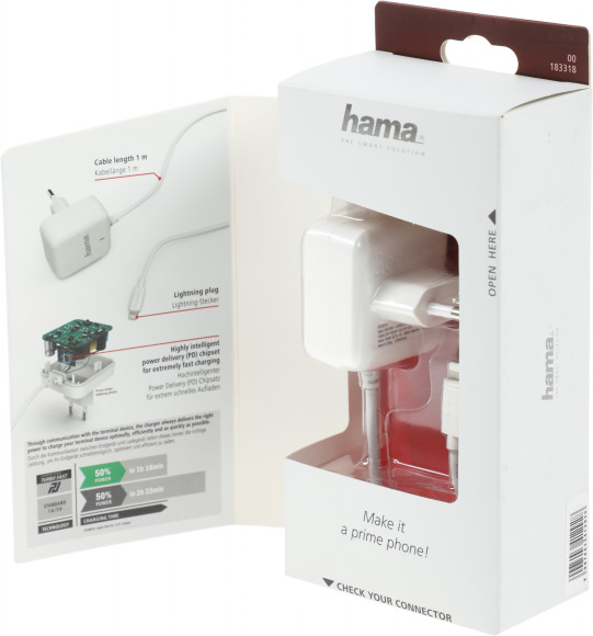 Сетевое зар./устр. Hama H-183318 30W 3A (PD) для Apple белый (00183318)