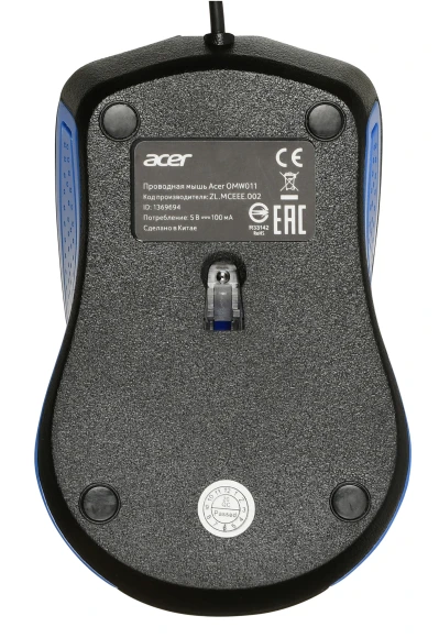 Мышь Acer OMW011 черный/синий оптическая 1200dpi USB 3but (ZL.MCEEE.002) Мышь Acer OMW011 черный/синий оптическая 1200dpi USB 3but (ZL.MCEEE.002)