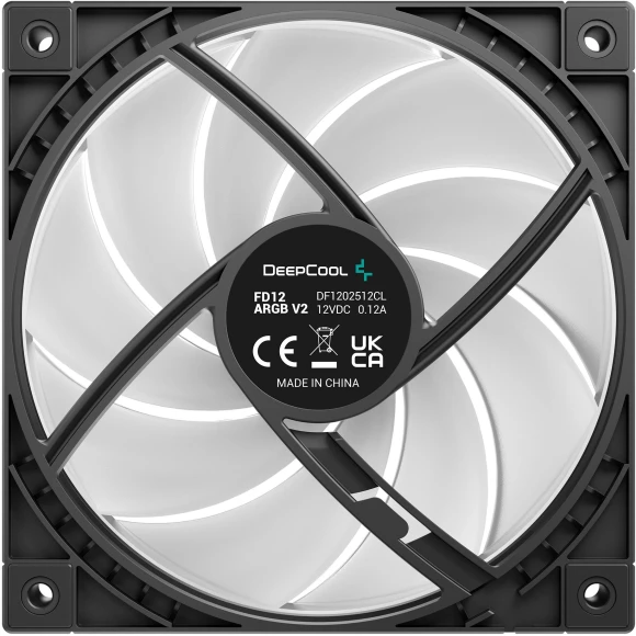Вентилятор для корпуса Deepcool FD12 V2 ARGB 120х120x25 черный 4-pin 26.57дБ (R-FD12ARGBV2-BKAPN1-G) Ret