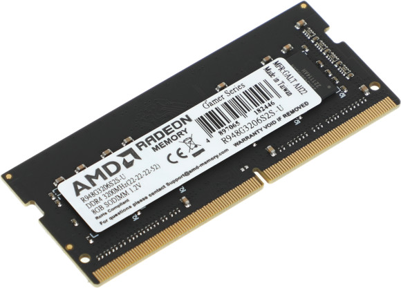 Память DDR4 8Gb 3200MHz AMD R948G3206S2S-U Radeon R9 Gamer Series RTL PC4-25600 CL22 SO-DIMM 260-pin 1.2В Ret Память DDR4 8Gb 3200MHz AMD R948G3206S2S-U Radeon R9 Gamer Series RTL PC4-25600 CL22 SO-DIMM 260-pin 1.2В Ret