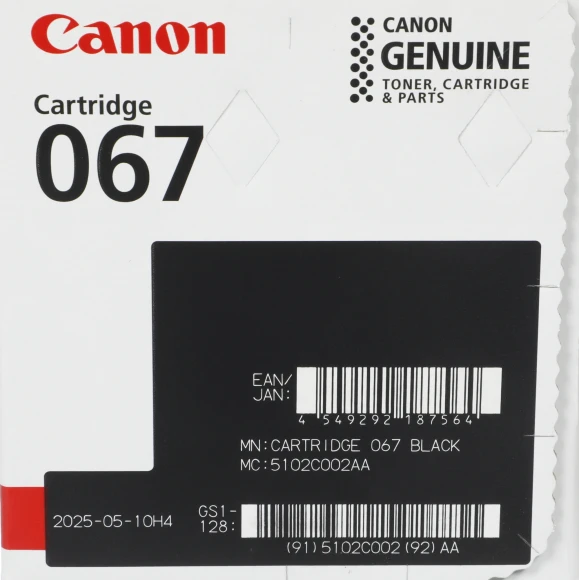 Картридж лазерный Canon 067BK 5102C002 черный бар.в компл. (1400стр.) для Canon LBP631/633/MF651/655/657