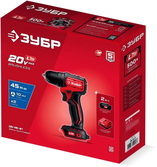 Дрель-шуруповерт Зубр ДБ-45-21 40Вт аккум. патрон:быстрозажимной Дрель-шуруповерт Зубр ДБ-45-21 40Вт аккум. патрон:быстрозажимной