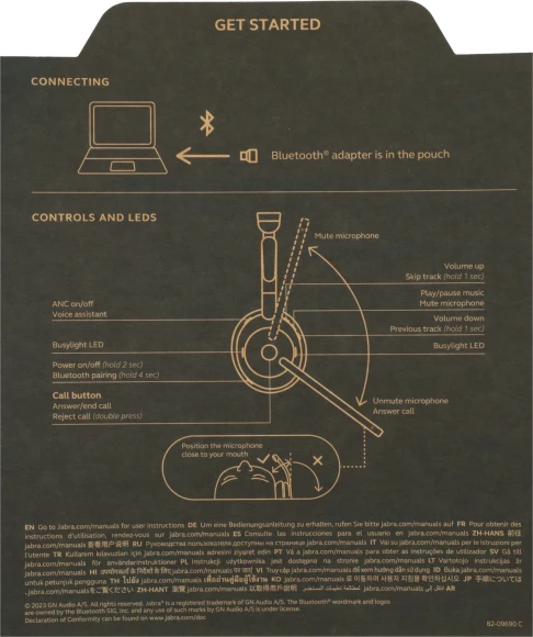 Наушники с микрофоном Jabra Evolve2 55, Link380c MS Stereo черный накладные BT оголовье (25599-999-899)