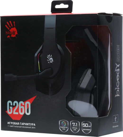Наушники с микрофоном A4Tech Bloody G260 черный 2м мониторные USB оголовье (G260)
