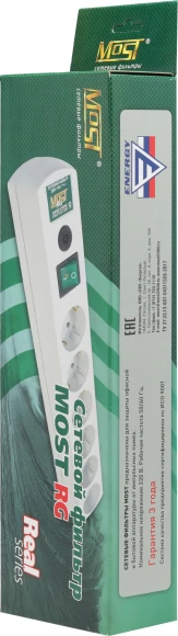 Сетевой фильтр Most RG 3м (6 розеток) черный (коробка)