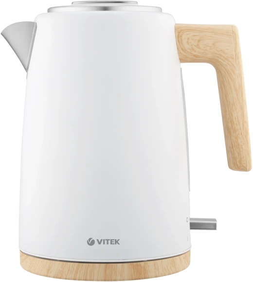 Чайник электрический Vitek VT-1154 1.7л. 2200Вт белый/дерево корпус: металл/пластик