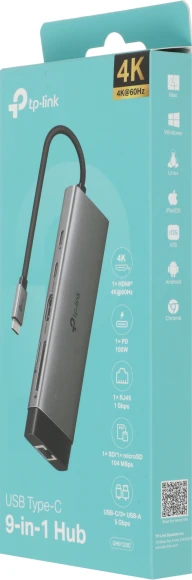 Разветвитель USB-C TP-Link UH9120C 3порт. серый