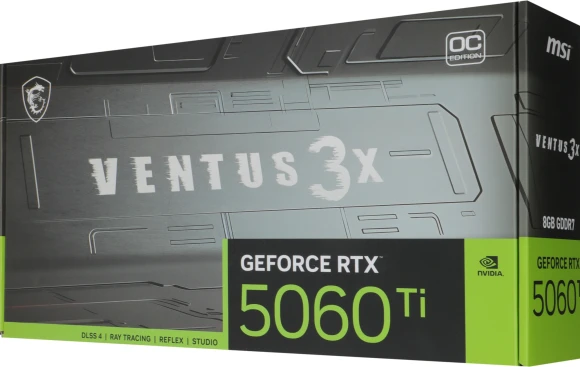 Видеокарта MSI PCI-E 5.0 RTX 5060 TI 8G VENTUS 3X OC NVIDIA GeForce RTX 5060TI 8Gb 128bit GDDR7 2602/28000 HDMIx1 DPx3 HDCP Ret