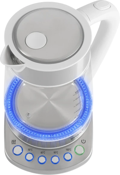 Чайник электрический Vitek VT-WK1031 1.7л. 2200Вт белый/серебристый корпус: стекло/металл/пластик