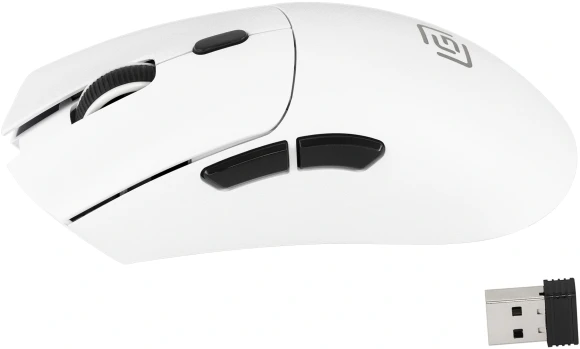 Мышь Оклик 801GW белый/черный оптическая 10000dpi беспров. BT/Radio USB 6but