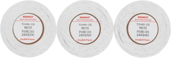 Термоэтикетки Niimbot 1747496 сег.:15x50мм самоклей. 125шт/рул (упак.:3шт) Niimbot D11/D110/D101/H1S белый