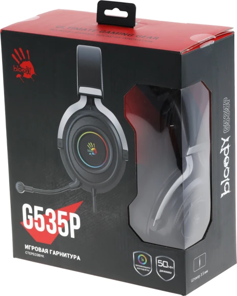 Наушники с микрофоном A4Tech Bloody G535P черный/серебристый 2м мониторные оголовье (G535P 4PIN+USB/BLACK+SILVER) Наушники с микрофоном A4Tech Bloody G535P черный/серебристый 2м мониторные оголовье (G535P 4PIN+USB/BLACK+SILVER)