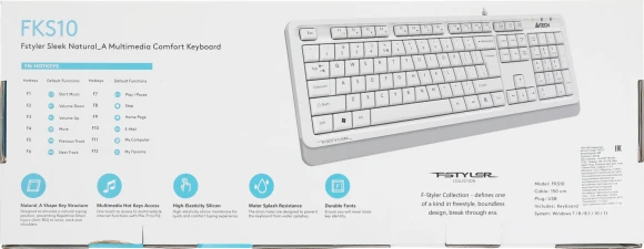 Клавиатура A4Tech Fstyler FKS10 белый/серый USB (FKS10 WHITE) Клавиатура A4Tech Fstyler FKS10 белый/серый USB (FKS10 WHITE)