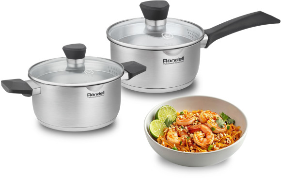 Кастрюля Rondell Strike Grey Ultra RDS-1949 4.8л. d=24см (с крышкой) стальной