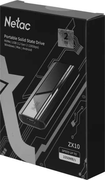 Накопитель SSD Netac USB-C 2TB NT01ZX10-002T-32BK ZX10 черный Накопитель SSD Netac USB-C 2TB NT01ZX10-002T-32BK ZX10 черный
